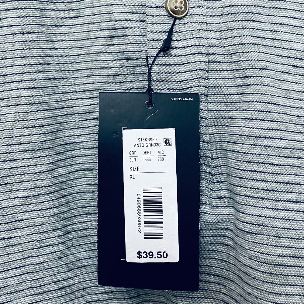NWT Solaris Micro Stripe SS Gray Henley Mens Size XL MSRP$39.5 - Picture 2 of 5